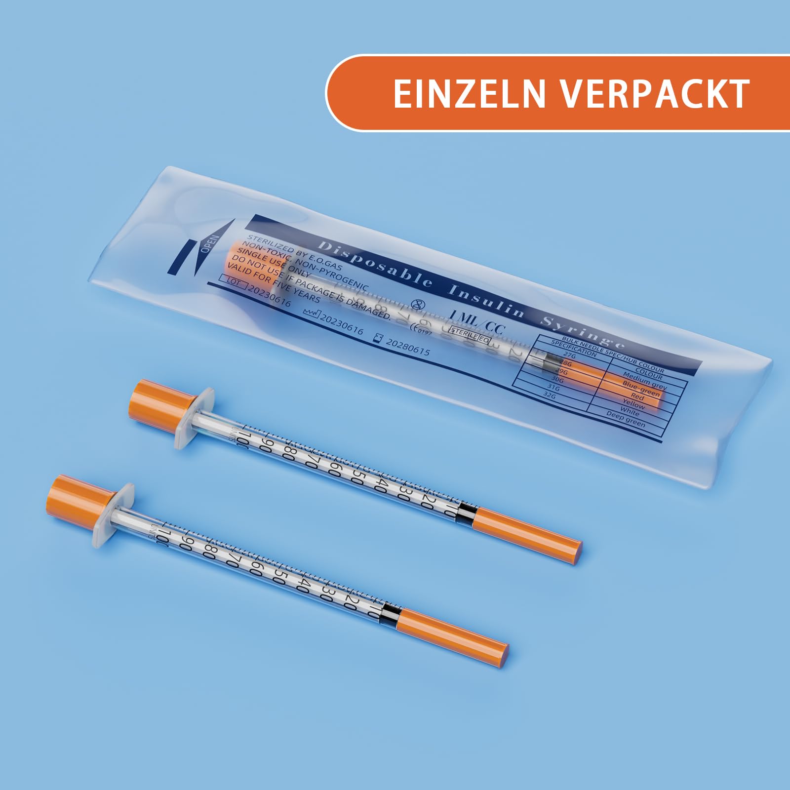 Siringa con scala Tubo di plastica 1 ml 31 G 6 mm accessori da laboratorio 20 pezzi