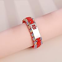 Vista 37 de Pulsera de alerta médica Paracord para hombres y mujeres Pulsera de identificación médica de acero inoxidable con hebillas de liberación lateral