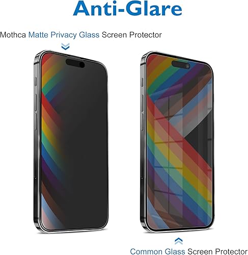 Miniatura 4 de Mothca Protector de pantalla de privacidad mate para iPhone 14 Pro de 6.1 pulgadas 2022 con adhesivo de alineación, antiespía antirreflejos,