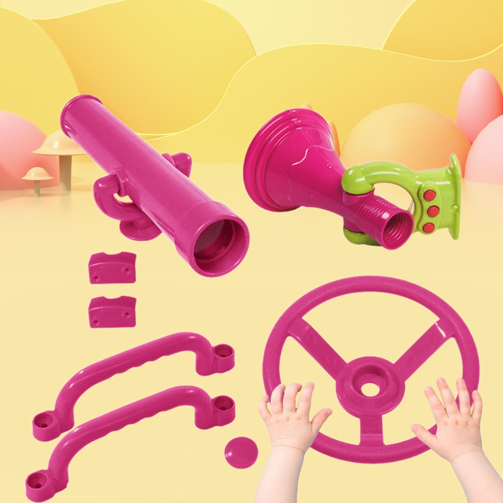 4-teiliges Spielplatz-Set für Kinder, Schaukelanbau in Pink