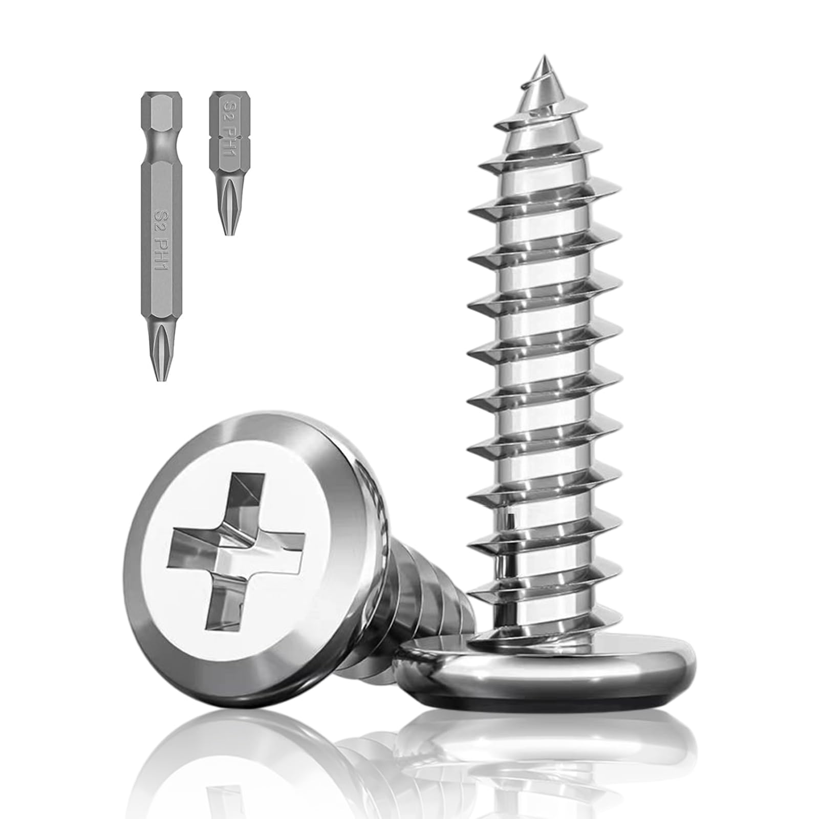 Jiahezhi 30Pcs M4 x 25mm Self Tapping Screws, Wood Screws Stainless Steel