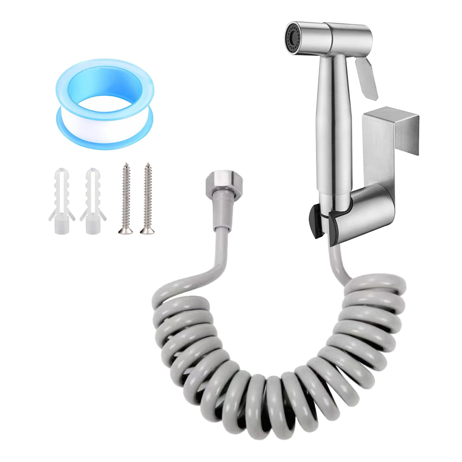 Ducha Higienica para WC Bidet Para WC de Inoxidable Rociador de Bidé con Manguera de Ducha de 3M Grifo Bidet Para WC Grifo Portatil para WC Kit para Toilette y Higiene Plateado
