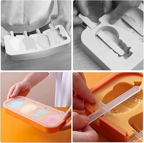 Miniatura 5 de Moldes de mini paletas reutilizables para niños y bebés, moldes reutilizables para paletas lindas de frutas y animales, moldes de silicona sin BPA
