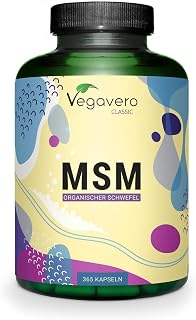 Vegavero MSM Kapseln hochdosiert - 365 vegane Kapseln mit 2000 mg MSM pro Tagesdosis - 99,9% reines Methylsulfonylmethan - ohne Zusatzstoffe, laborgeprüft