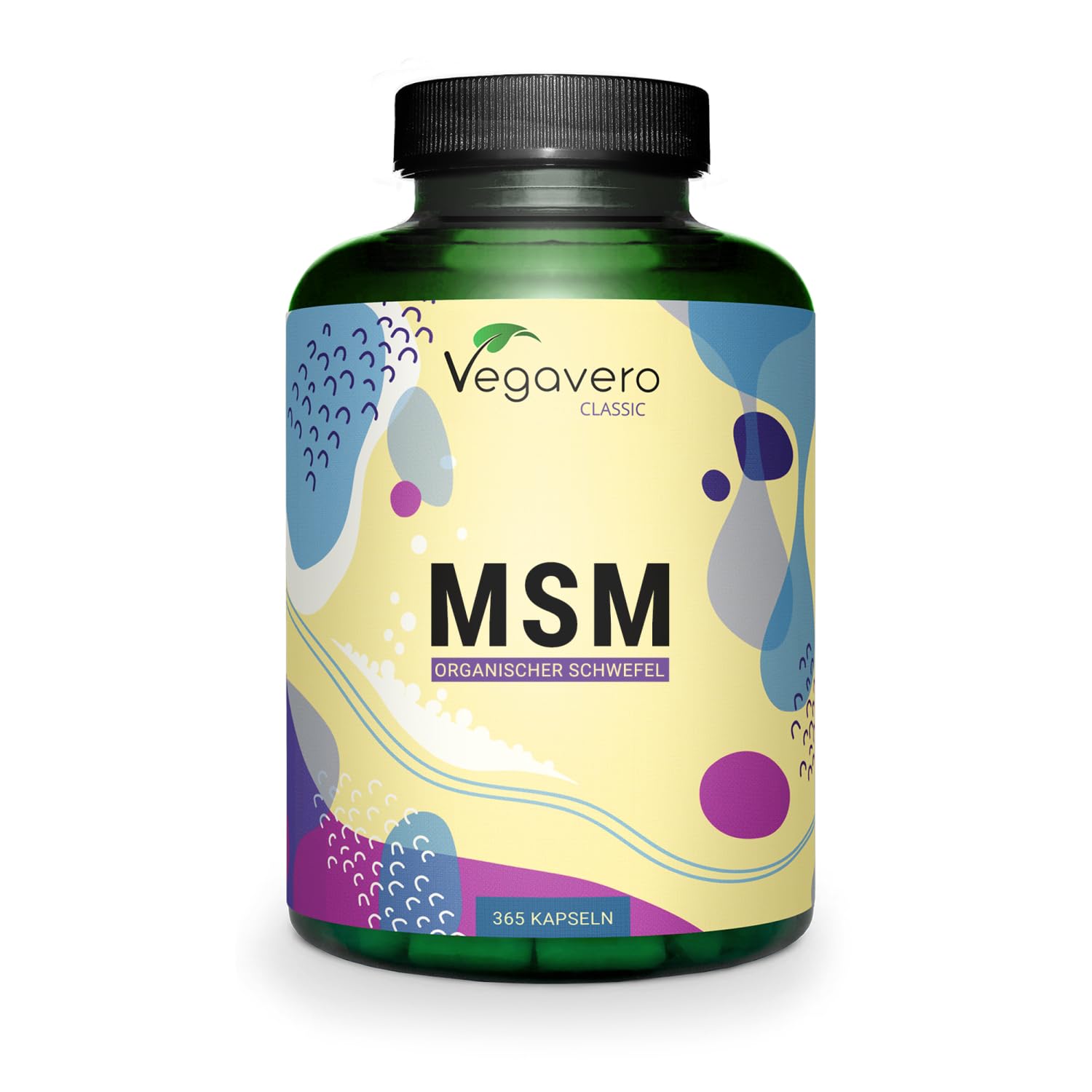 MSM Vegavero® | 365 Gélules | 2000 mg | Soufre Organique Pur à 99,9% | Douleurs Articulaires + Formation de Collagène | Sans Additifs & Vegan | Testé en Laboratoire