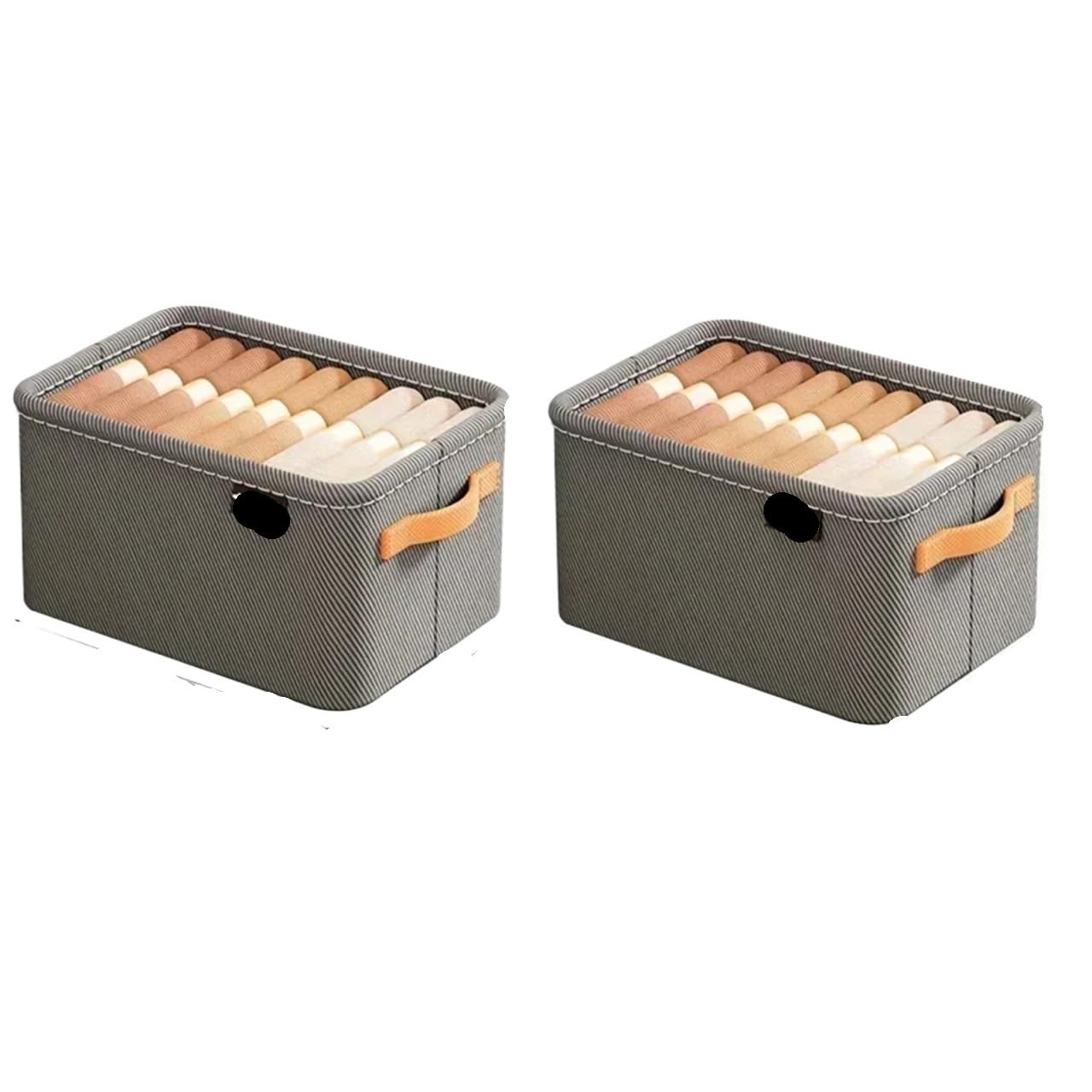 DFGRGRV Drawer Organiser Wardrobe Organizer Box For Storage In The Closet Underwear Drawers Bedroom Cabinet Socks Bra Pants(Grey M 2PCS)