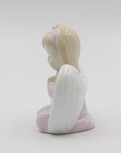 Miniatura 5 de Cosmos Gifts Figura de luz LED iluminada de ángel de porcelana fina, 4-3/4 pulgadas