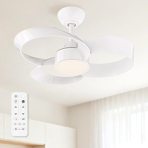Miniatura 12 de FANX - Ventilador de techo de 22 pulgadas con luz y control remoto, motor CC silencioso, LED regulable, control reversible de 3 velocidades, fácil