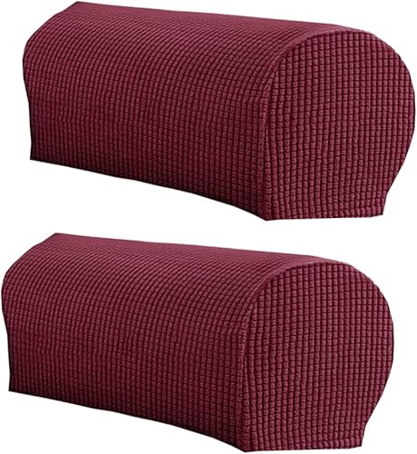 Miniatura 15 de LINGXIYA Juego de 2 fundas elásticas para reposabrazos de felpa suave y elástica, de elastano para sillas/sofás, fundas protectoras para muebles