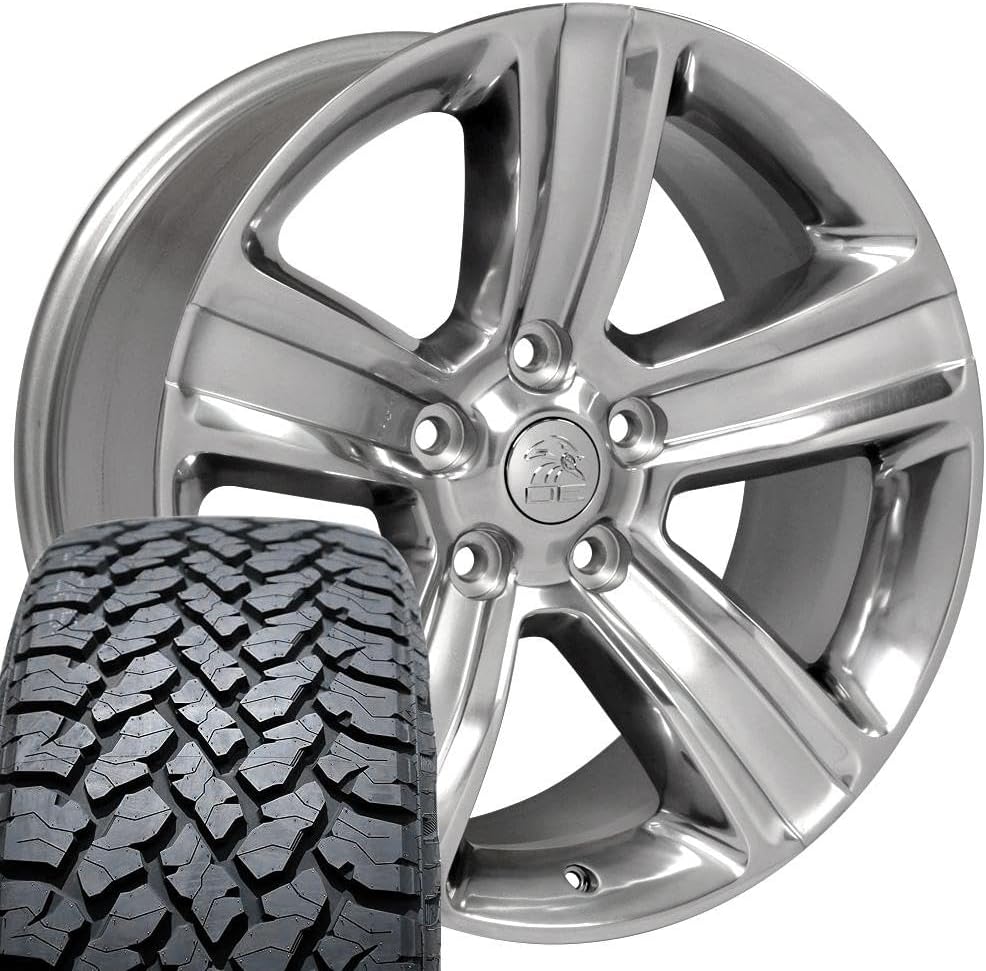 OE Wheels DG65 20" x 9" Gloss Silver Wheels with TS-37 AT 275/55-20 Tires (Set of 4)