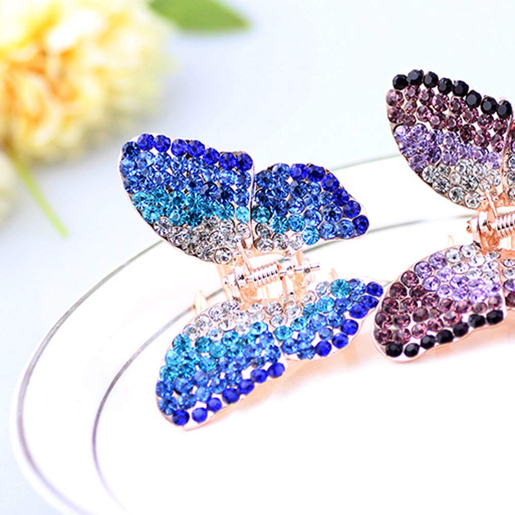 Amazon.com : 1 Piece Crystal Rhinestones Butterfly Hair Claw  display picture 1