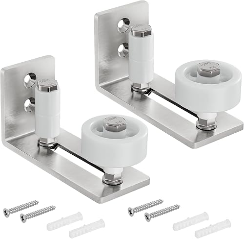 SMARTSTANDARD Guía de piso de puerta corredera de granero para rodillo inferior ajustable  8 opciones de configuración para aficionados al bricolaje