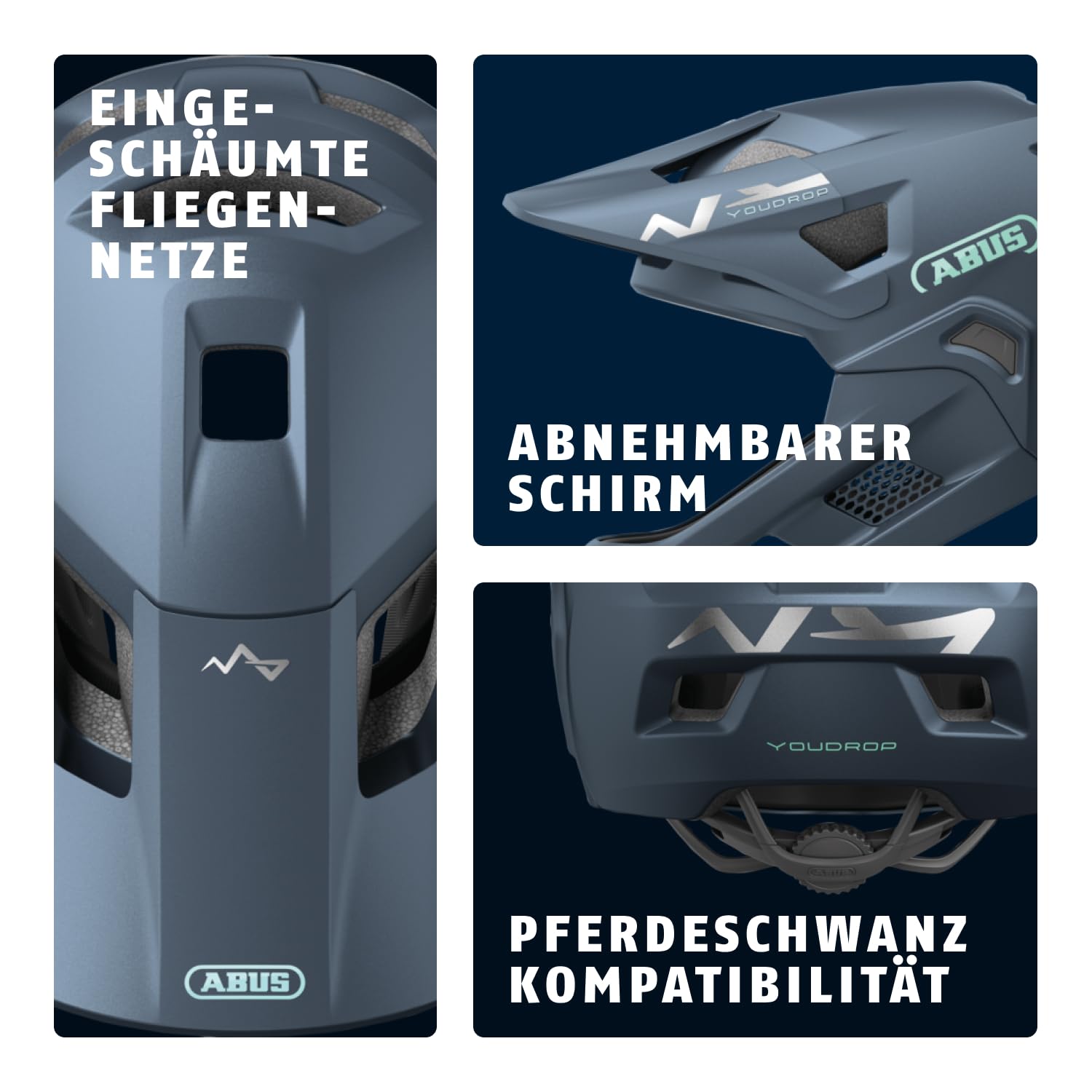 ABUS MTB-Helm YouDrop FF - Fullface-Helm für Kinder und Jugendliche - für den Einstieg in den Mountainbikesport - mit abnehmbarem Kinnschutz