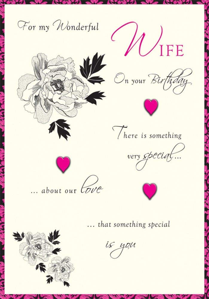 Piccadilly Greetings Traditional Birthday Card Wife - 10 x 7 inches