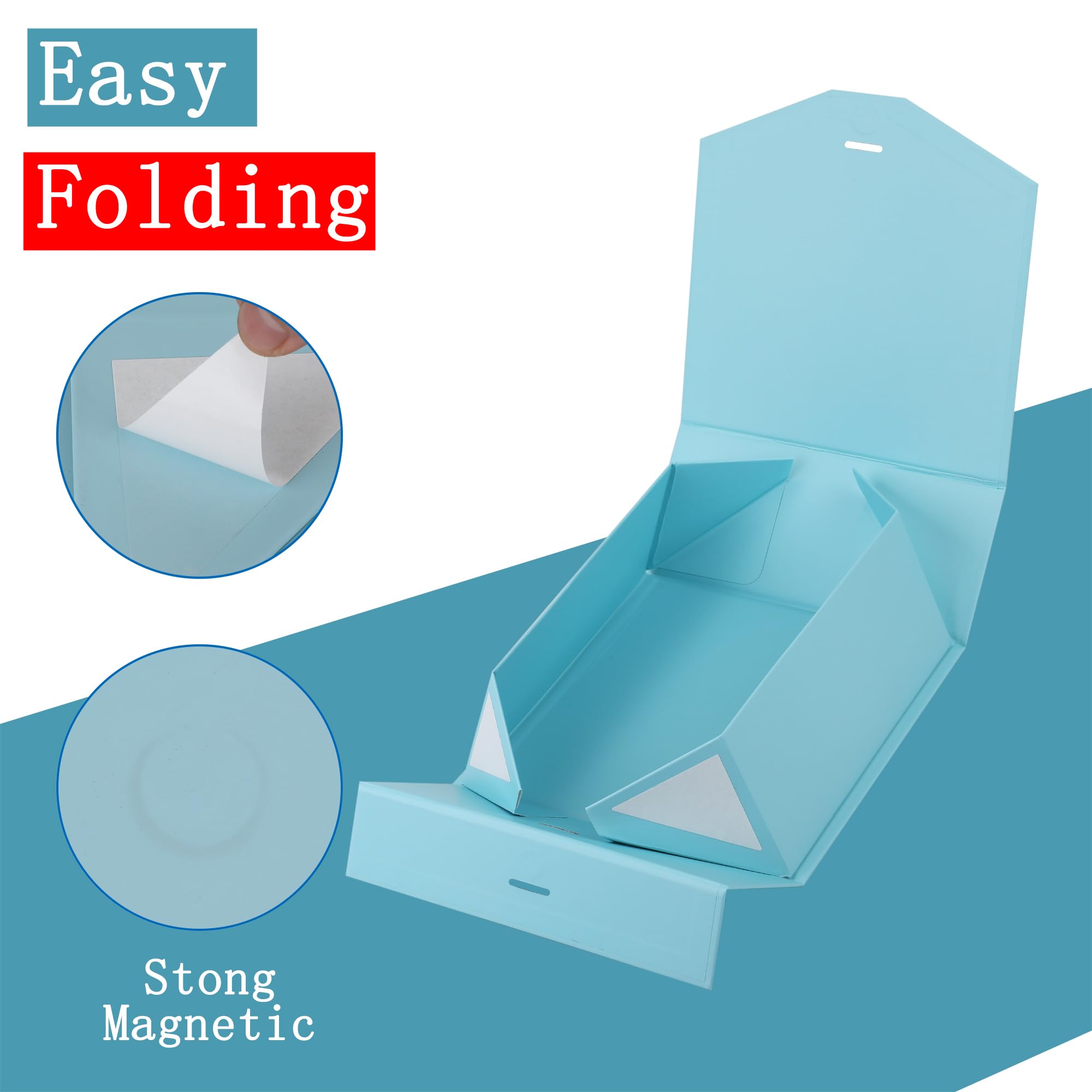 OEMVALATY Confezione da 6 scatole regalo, 30,5 x 20,3 x 11,4 cm, con coperchio magnetico e nastro, scatole per proposte di damigella d'onore per matrimoni, conservazioni, regali (blu)