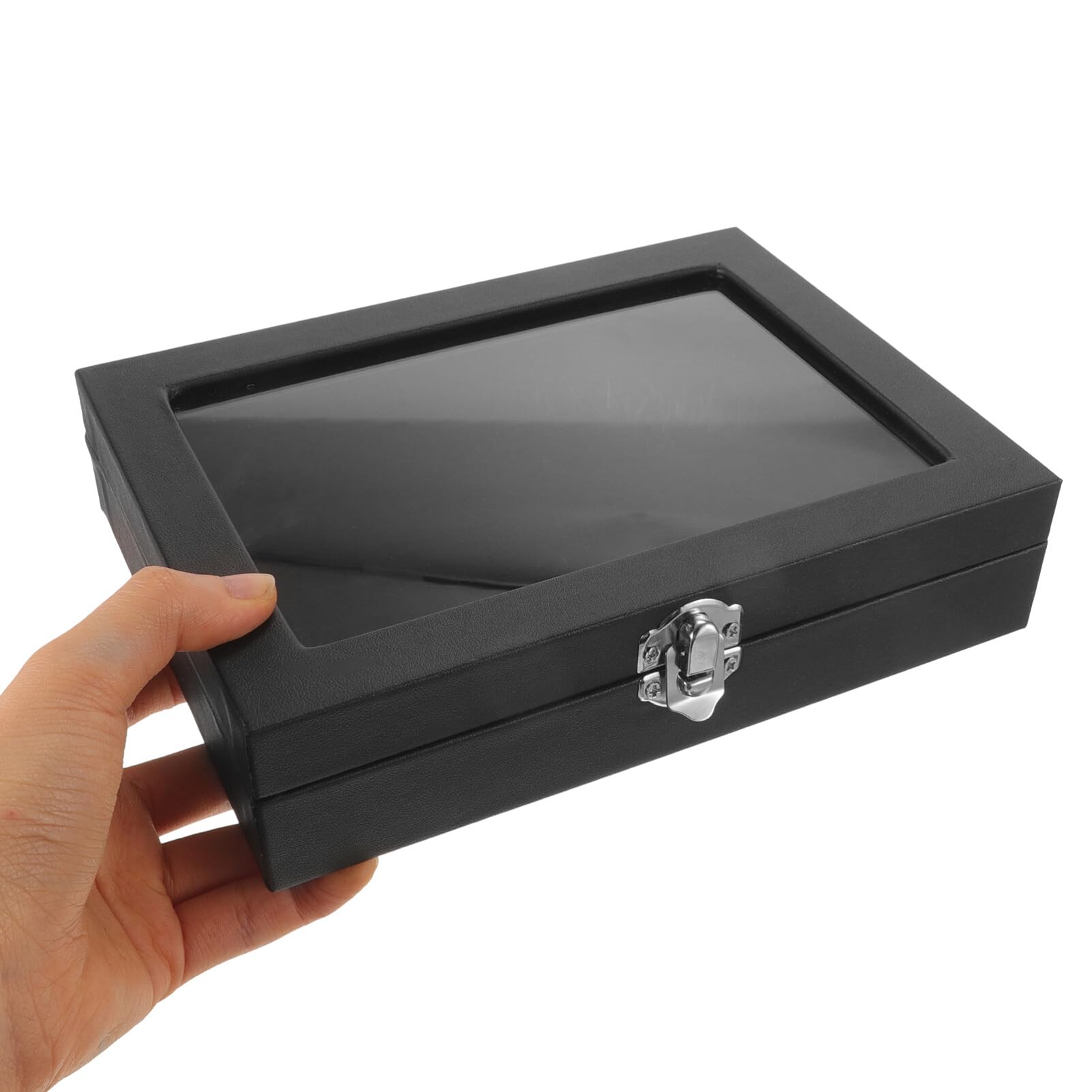 Scatola Porta Medaglie in Acrilico Nero Trasparente con Coperchio Antipolvere, Organizer per Spille e Gioielli, Resistente e Facile da Pulire per Collezionisti