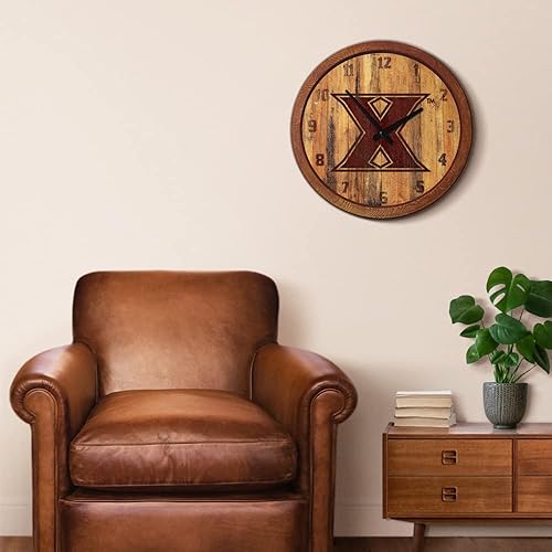 Miniatura 353 de The Fan-Brand NCAA Oklahoma Sooners: Faux Barrel Top Wall Clock Sports Team Bar Sign Décor - Home Man Cave, Party Decoration - Made On Demand