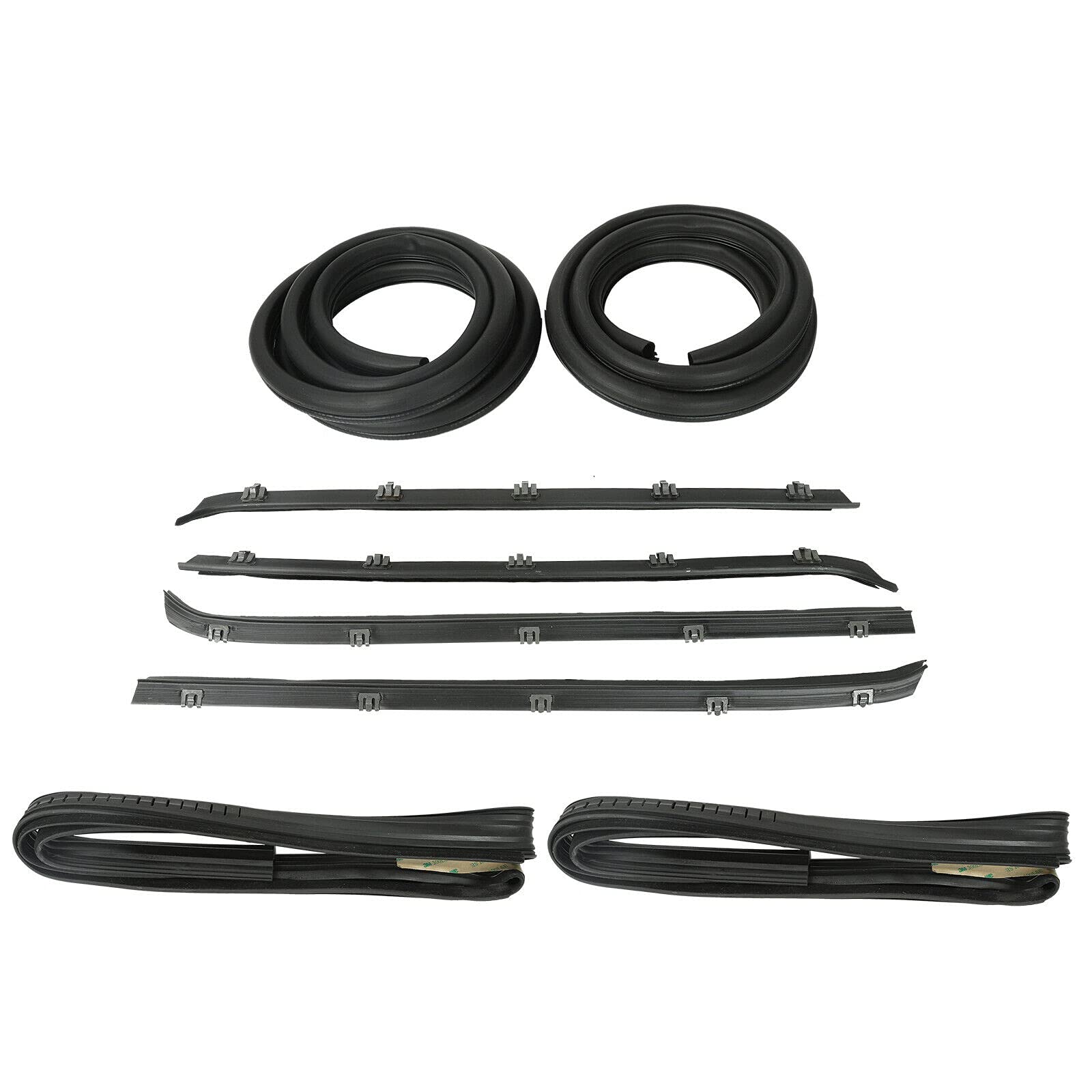 Front Door Window Run Sweep Felts Weatherstrip Seals Kit Set Compatible with Chevy GMC Tr…