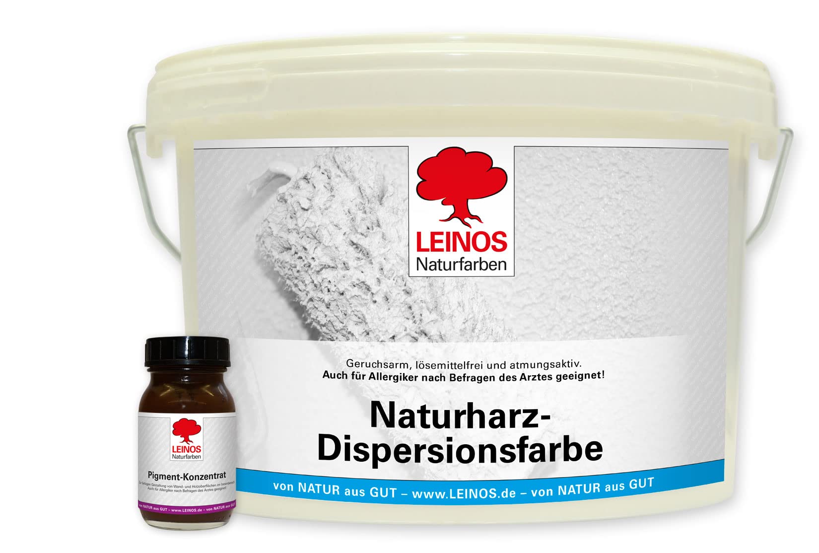 LEINOS Set de pintura para paredes (2,5 l, resina natural de emulsión 660 + 75 ml de pigmento concentrado 668.313), color ocre