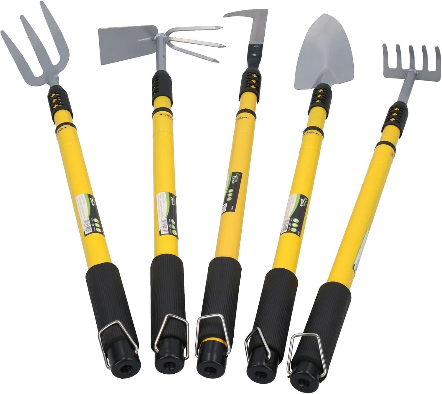 AB Tools Garden Rake, Fork, Weeder, Shovel & Hoe with Telescopic Handles 25” - 37”