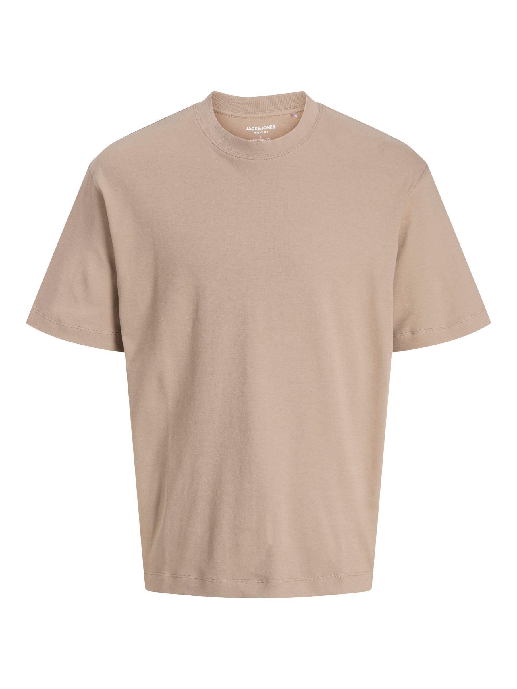 JACK & JONES Male T-Shirt Plain T-Shirt, Mocha Meringue, L