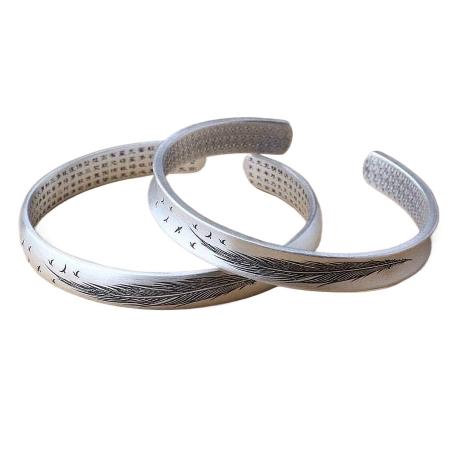 Bracciale in argento, bracciale rigido alla moda, bracciale rigido con metodo in argento 999 Detti buddisti concavi femminili Bracciale aperto in argento I braccialetti da 23 g possono essere regalati