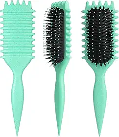 Escova Finalizadora para Cabelos Cacheados e Ondulados – Reduz Frizz, Desembaraça Suavemente e Define os Fios Sem Quebrar