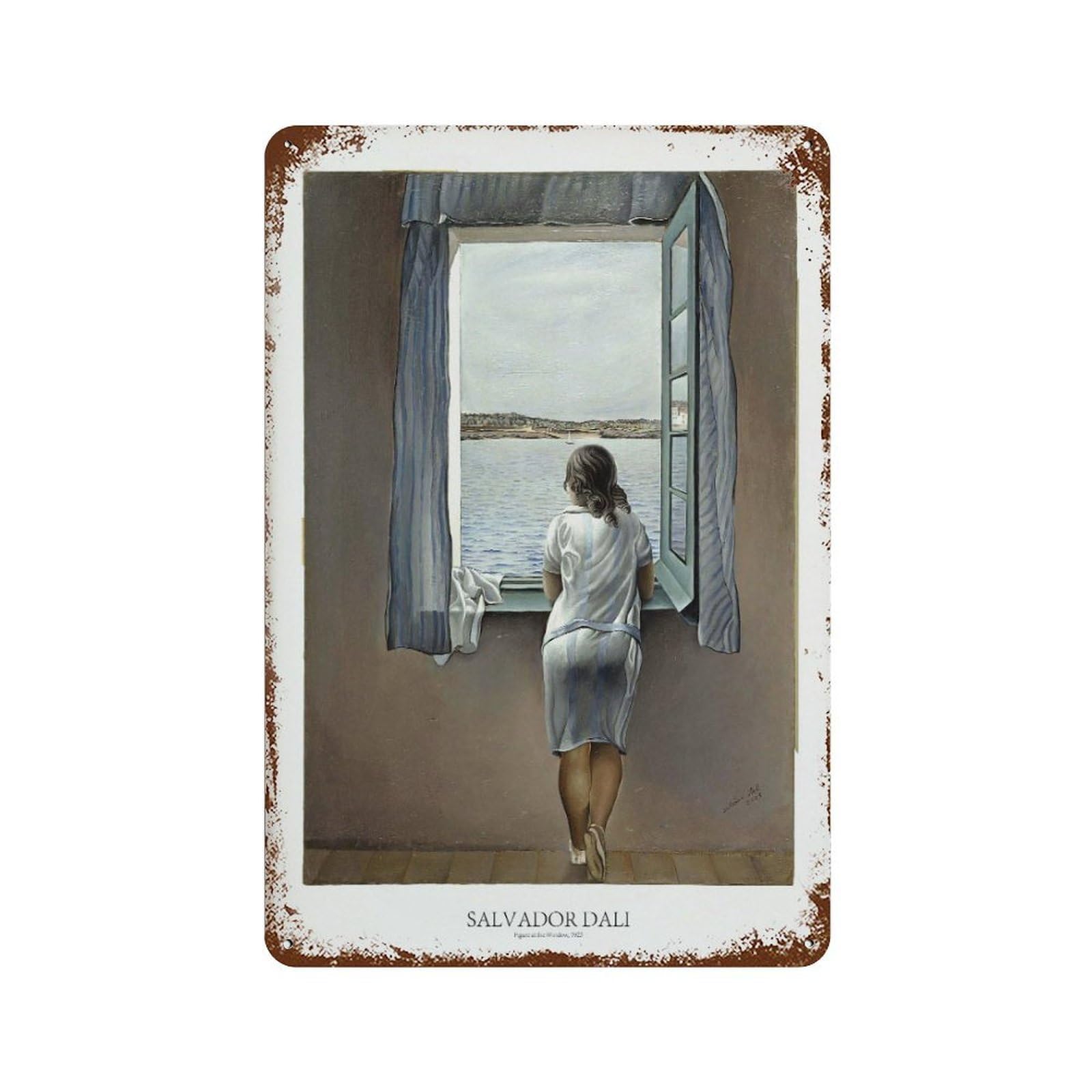 xiaoxiaoshen Salvador Dali Young Woman at A Window Wall Decor Art Metal Tin Poster Modern Home Decor Art Home Bar Shop Decorations Vintage Sign 30x20cm