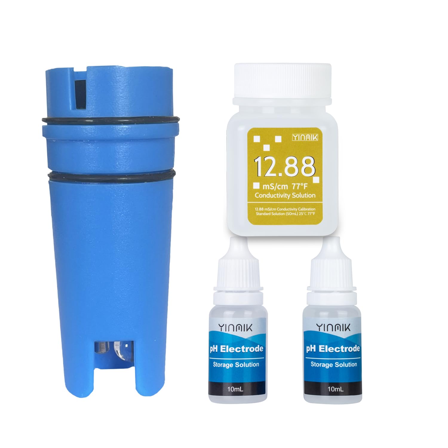 YINMIK pH Probe for YK-5, Replaceable pH Electrode with 12.88mS/cm Calibration Solution for Pool, with Free Gift KCL pH Storage Solution Kit