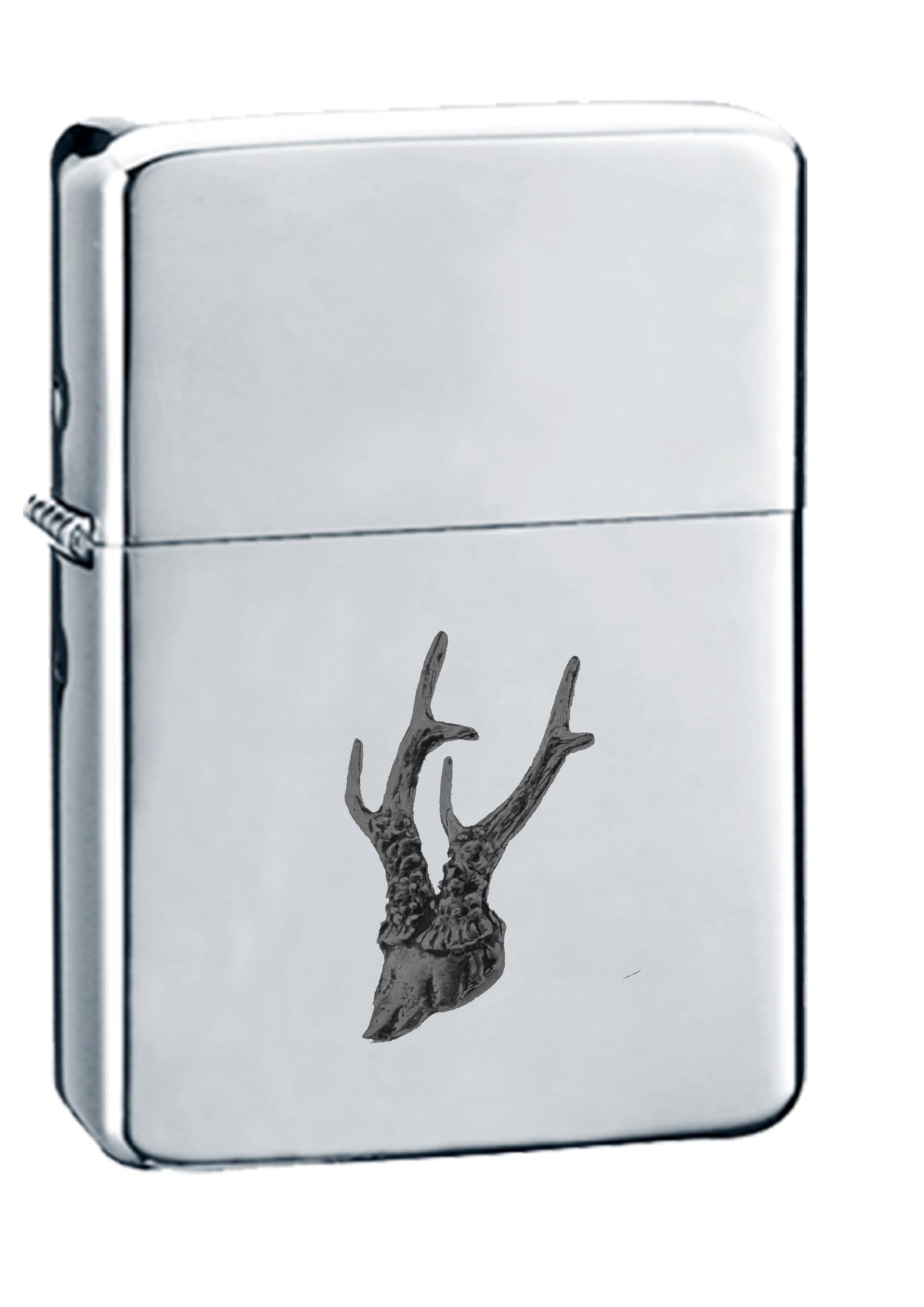 Cadeau homme briquet essence bois de chevreuil étain anglais argenté