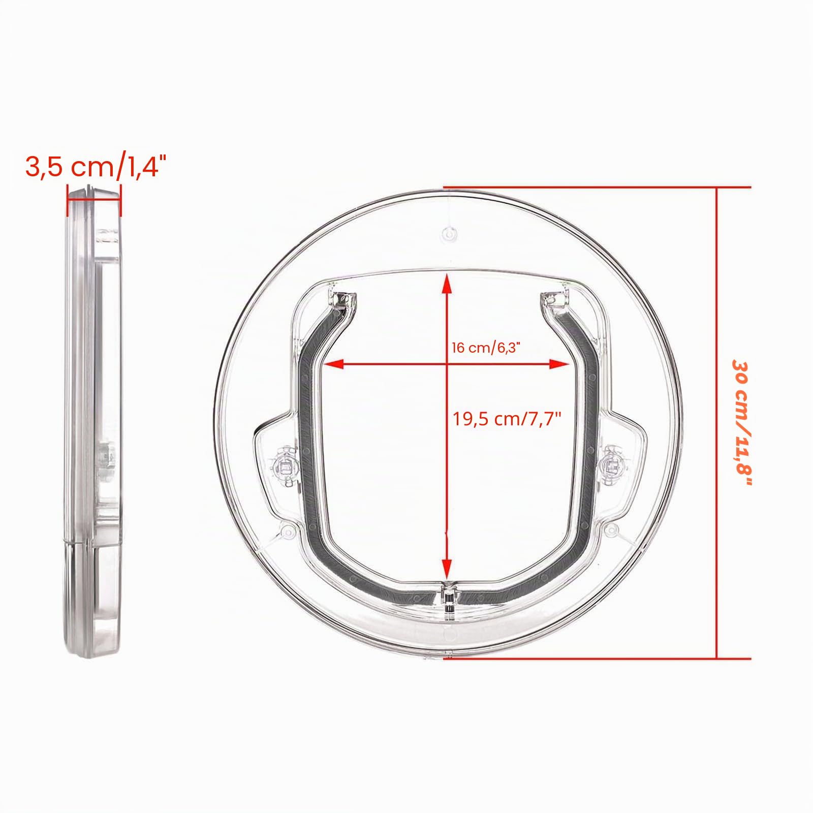 Gatera para gatos de cristal, puerta, cierre de 4 vías, puerta para gatos, transparente, reducción del ruido para gatos y 6 kg para perros de talla pequeña