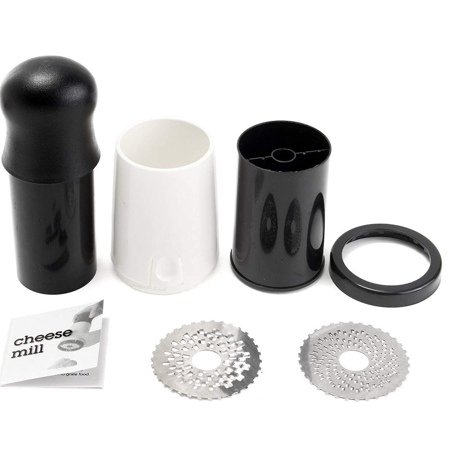 Vunexo Manual Cheese Mill Grinder Grater Slicer Shredder Hand Tool with 2 Changeable Blades, 17 X 8 X 8 CM, Black & White 4