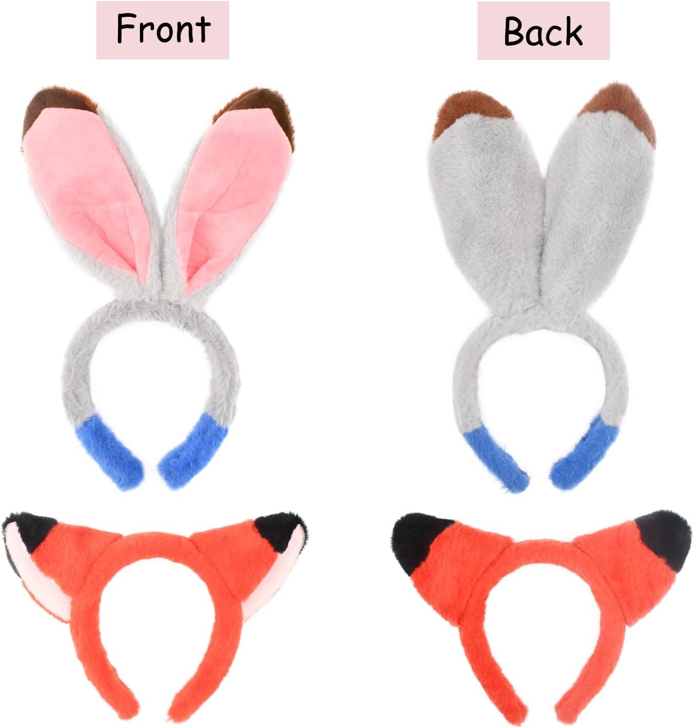 2 PCS Bunny and Fox Ears Headdband-Halloween Christmas Festival Theme Party Cosplay Costume Accessory for Kids and Adults - Image 4