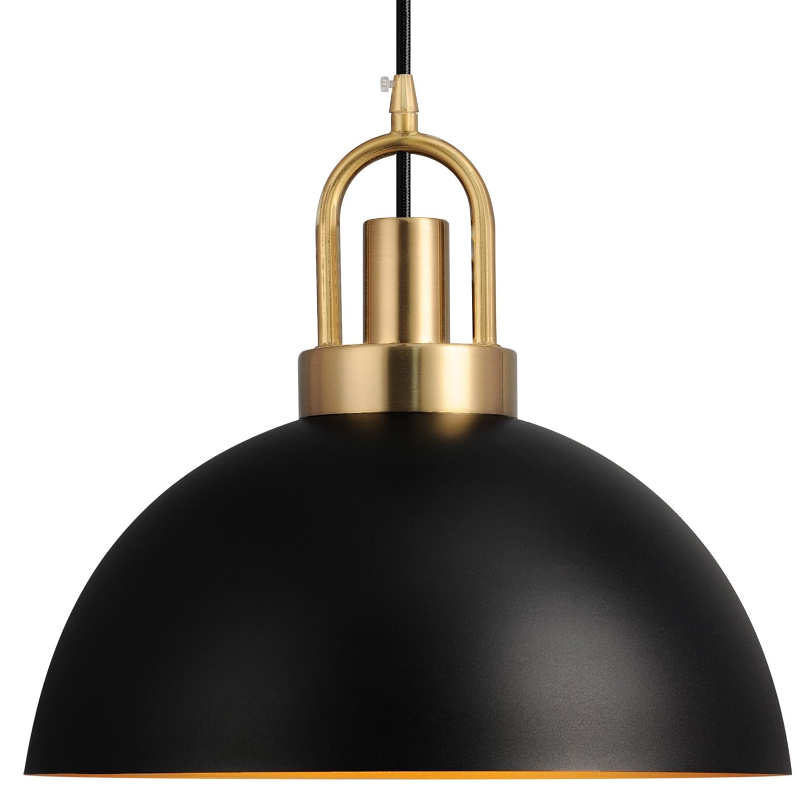 Eustace 13.7'' Matte Black and Gold Farmhouse Pendant Light