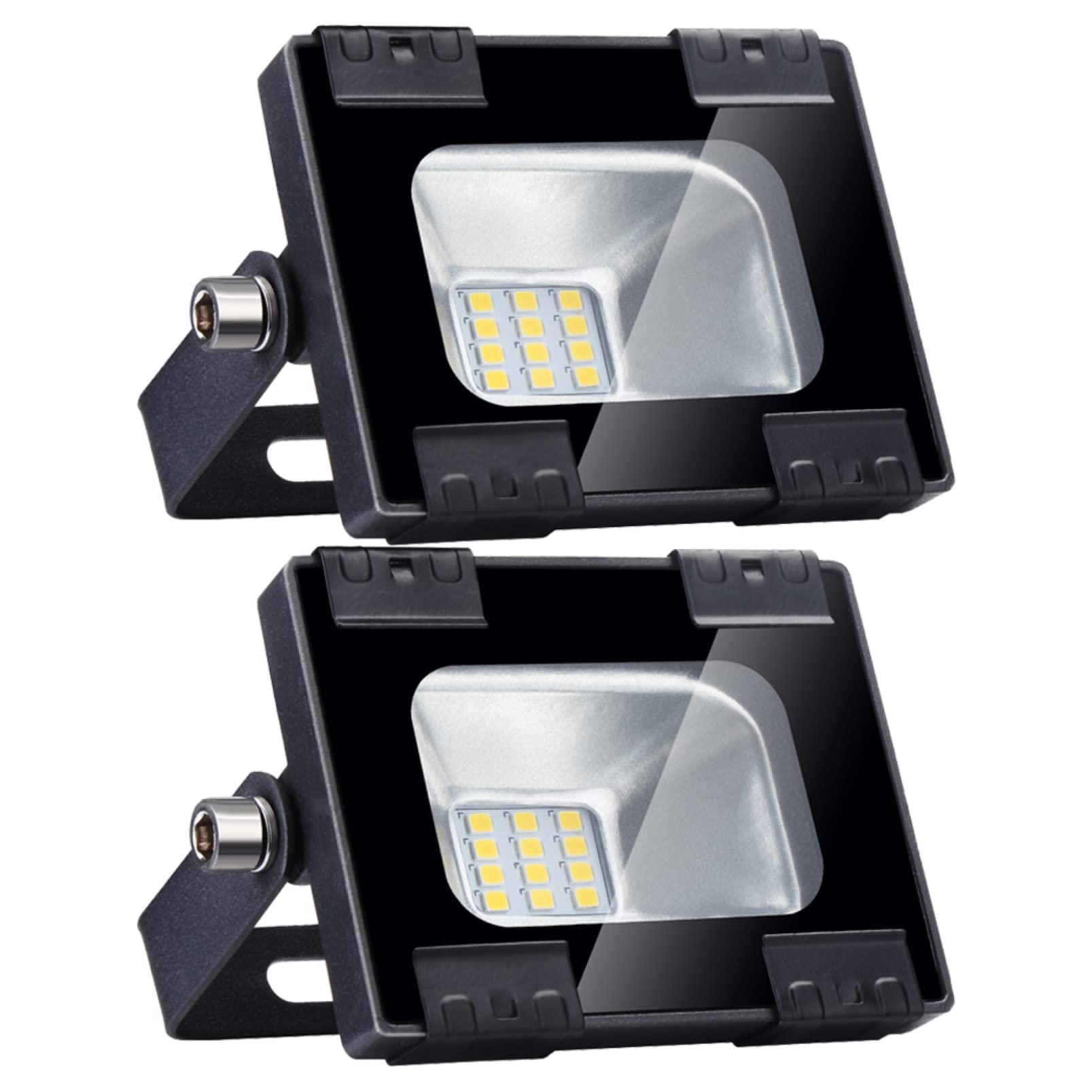 10W LED Flood Lights Outside, 800Lm LED Spot Light 3200K Warm White Security Lighting IP65 Waterproof Garden Wall Lamp for Warehouse Playground Backyard Yard, 2 Pack