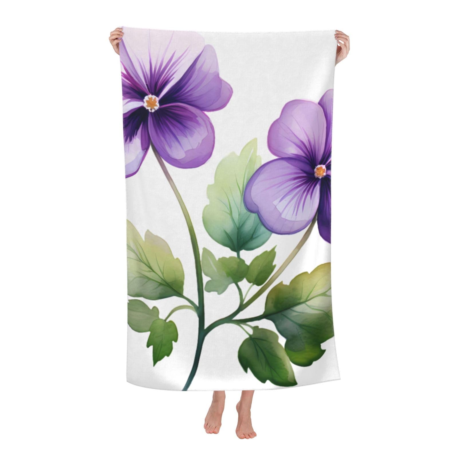 LSRCPD Beach Towel African Violet Flower Microfiber Beach Towels Blanket Oversized Tropical Big Extra Large XL Pool Towels Quick Dry Sandproof for Women Girls Kids