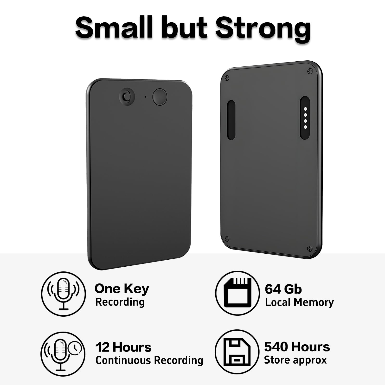 Dyktafon AI, cyfrowy dyktafon magnetyczny do telefonu komórkowego, obsługa bezpłatnej transkrypcji audio i podsumowania tekstu, pamięć 64 GB, dotyczy wykładu, spotkania, klasy, połączeń,Black