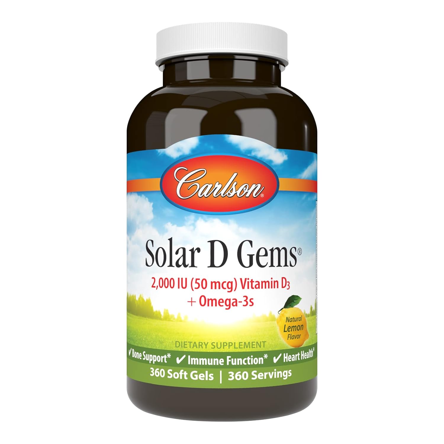 Carlson - Solar D Gems Vitamin D3 and Omega-3 Supplement 2000 IU 50 mcg Vitamin D3 115 mg