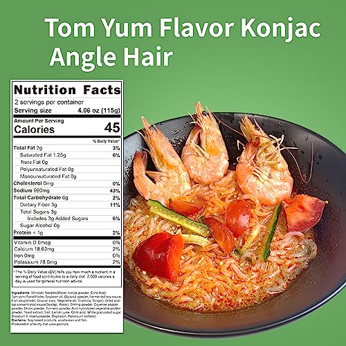 Image of Hethstia Konjac Noodle Shirataki Pasta, Tom Yum Ramen, 6 Packs 59.26oz (1680g) Flavor Soup, Instant Noodles, Low GI, Low Carb, Keto & Paleo Friendly