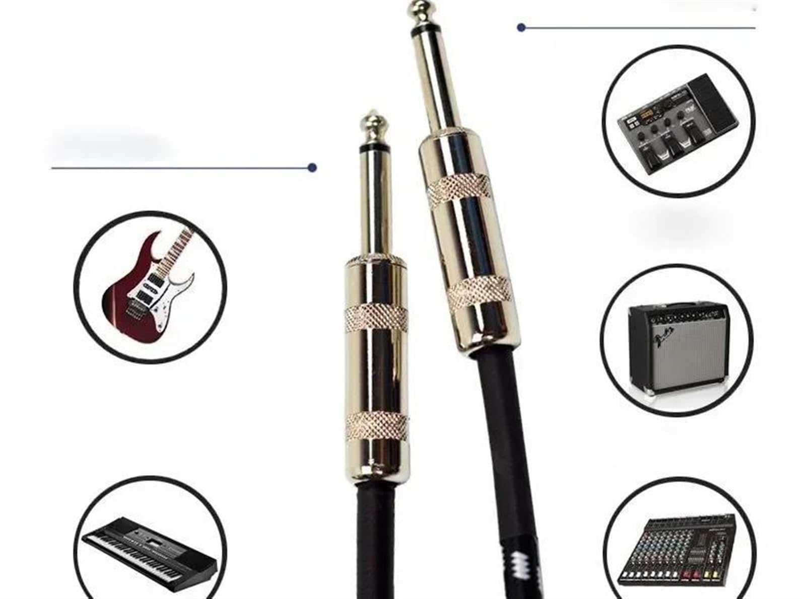 Pro Audio kabel Kabel Gitarowy Kabel Basowy Do Instrumentów Elektrycznych Kabel 1/4 Kątowy Do Prostego Do Mandoliny Elektrycznej Pro (Red L,7.5 m)