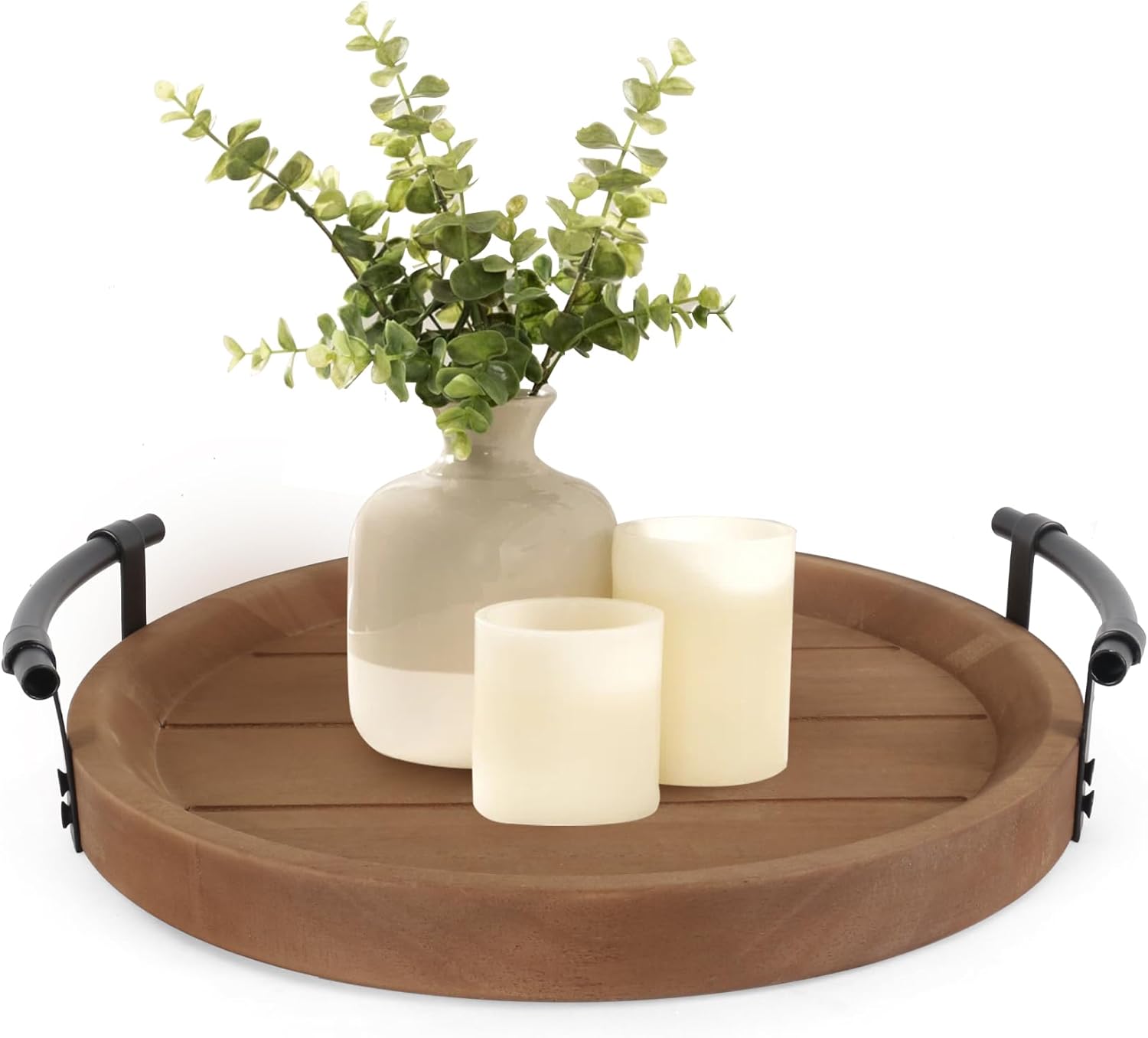 Oakrain Rustic Decorative Serving Tray with Black Metal