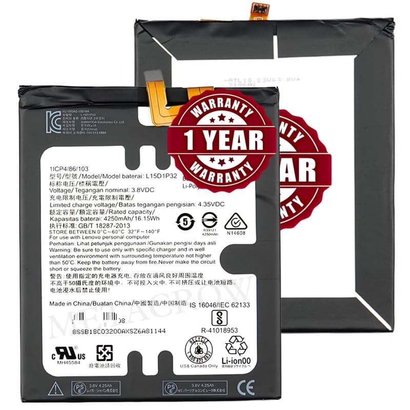 Image of Original L15D1P32 Battery Compatible with Lenovo Phab (PB1-750M, PB1-750P) | Tab3 8 Plus (TB-8703F, TB-8703X) - (4250mAh) - 1 Year Warranty BC45