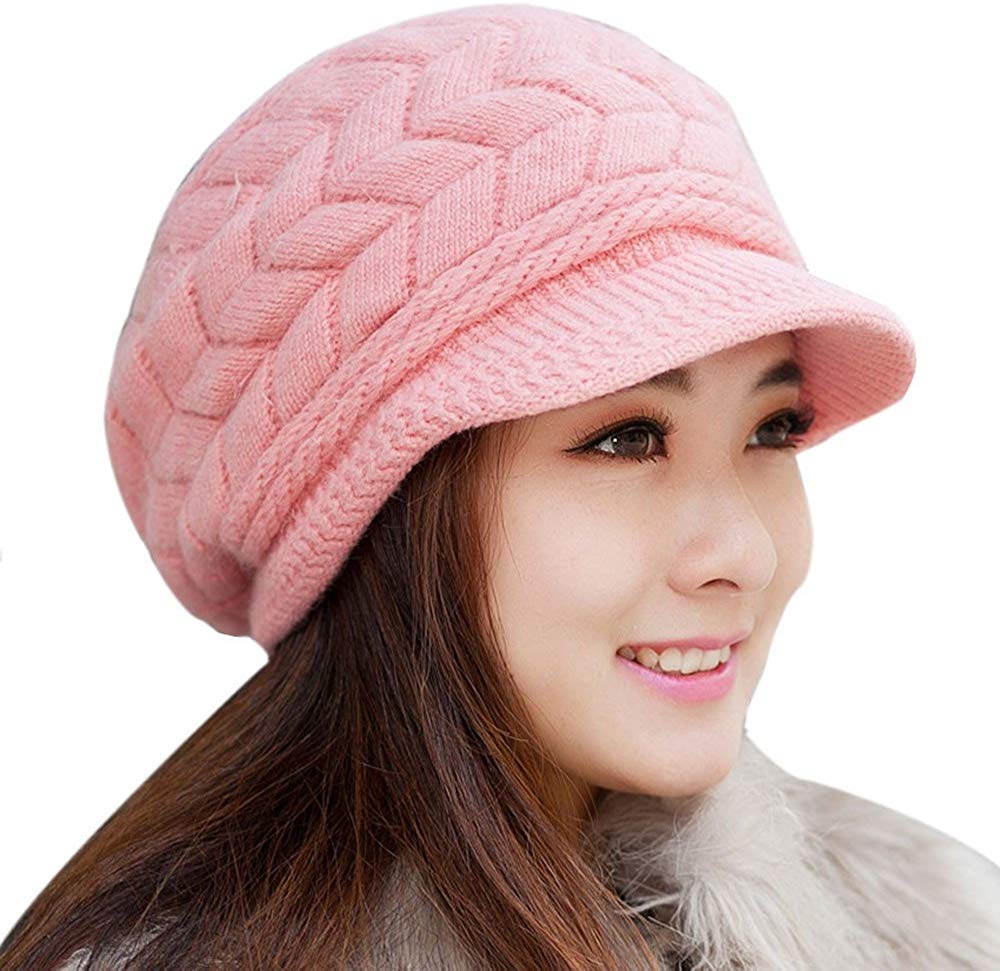 Woolen Hat Style Cap for Women Girl Warm Snow Proof Soft for Riding, Cycling, Biking (Free Size)-image-25