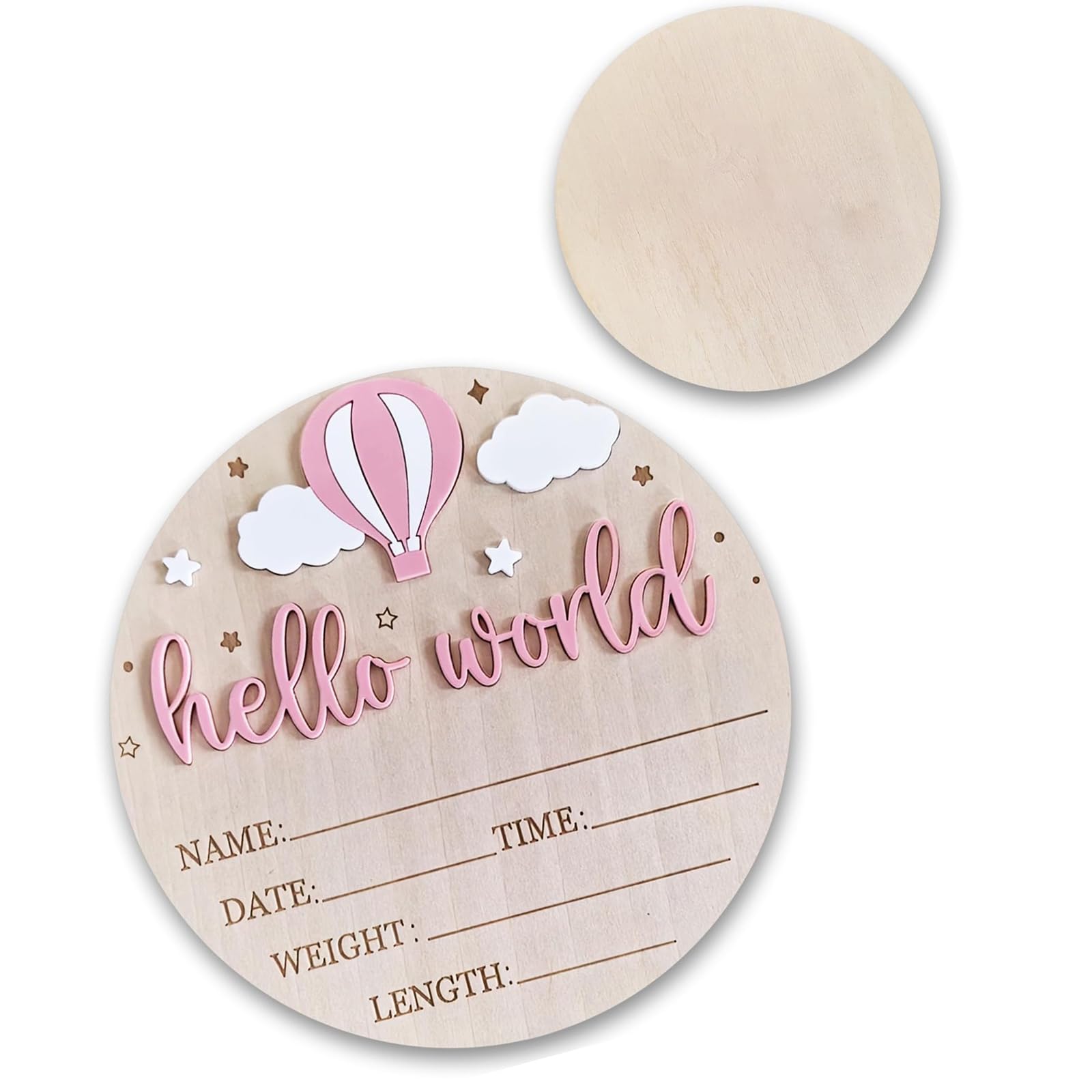 Elnwnnkc Customizable Newborns Keepsakes Plaques Hello Worlds Baby Welcome Sign Nursery Wall Decors for Birth Announcement Display Newborns Birth Plaques