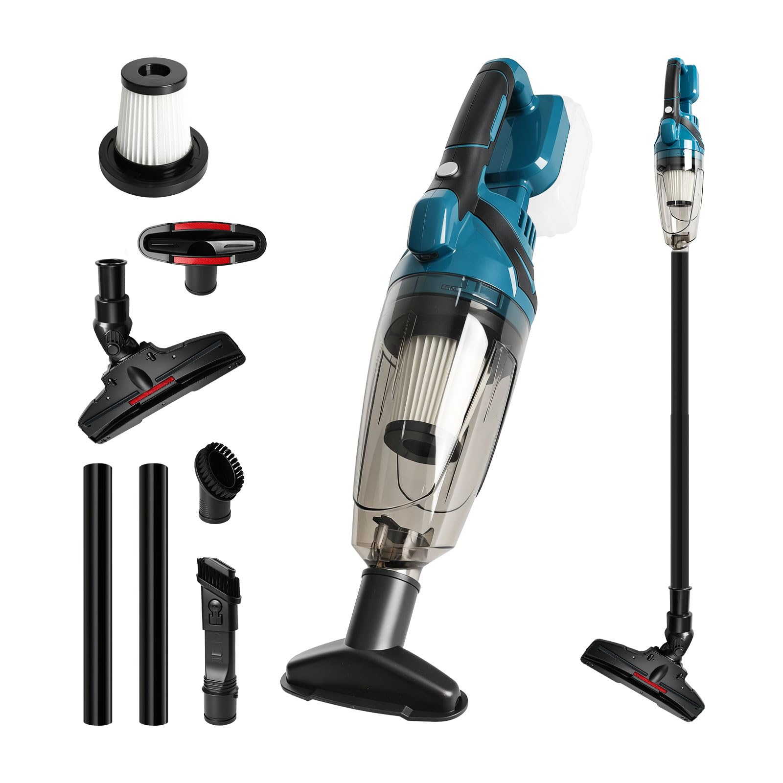 Aspirateur à main sans fil puissant 10 kPa avec grand réservoir 0,625L et 4 embouts