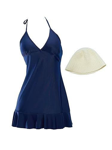 haikyuu Women Cosplay Short Dress With Hat Costume Deep V Halter Mini Skirt Halloween Daily Wear - Purple - Small