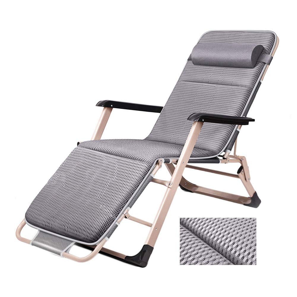 Chaise longue inclinable de jardin pliable grise supportant 200kg avec coussin respirant