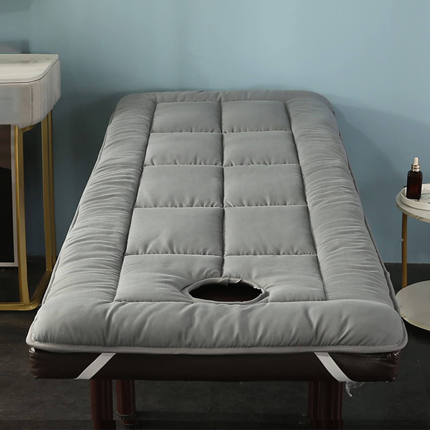 Surmatelas Pliable pour Table de Massage avec Trou pour Respirer, Gris, 70x185cm