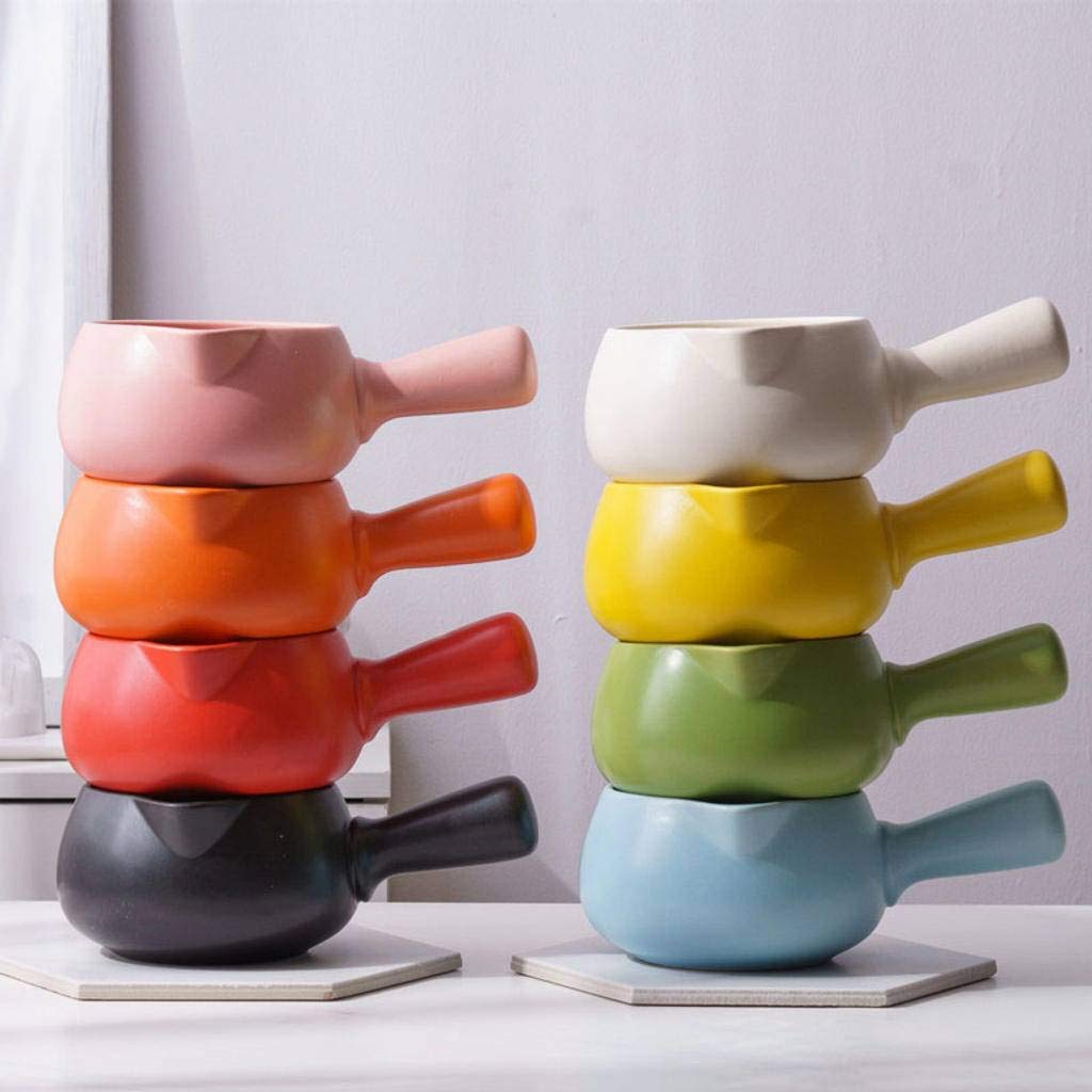Bols à Soupe avec poignée en céramique Bouillie aux œufs de Style Japonais Avoine au Lait Nouilles instantanées bébé pour Enfants Couleur unie-orange-700 ML