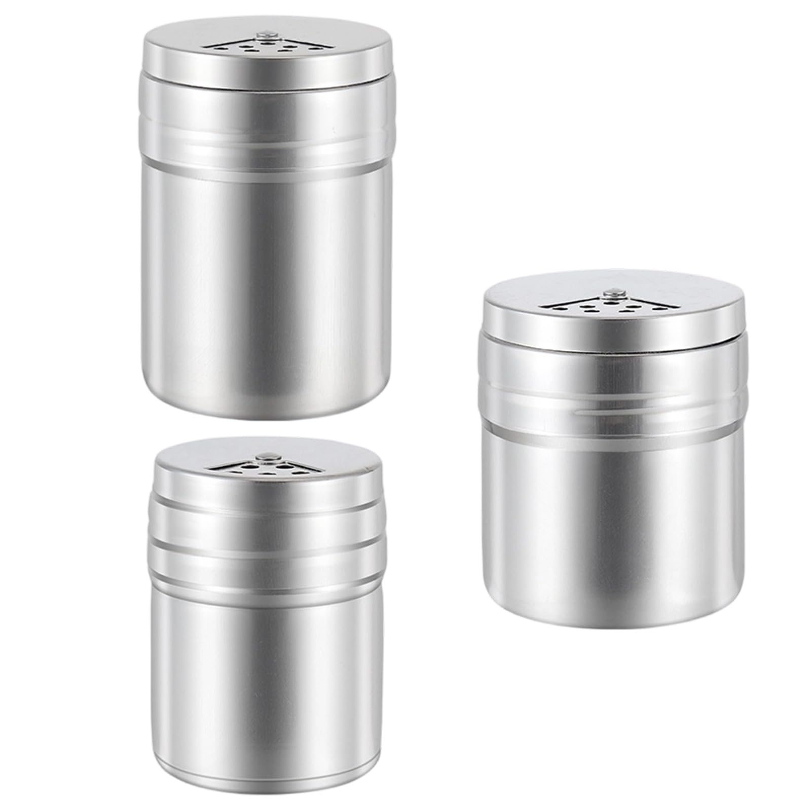 Nucelit 3Pieces Nonrust Steel Seasonings Bottles Assortment Materials Size Stylish Look Hassle Release Maintenance for Food Preparation Nonrust Steel Seasonings Jars Set